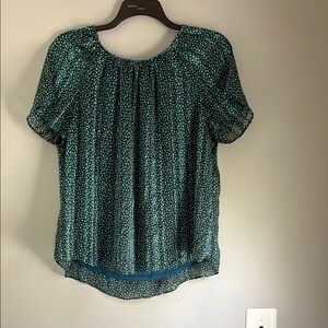LC Lauren Conrad Green and White Patterned Blouse